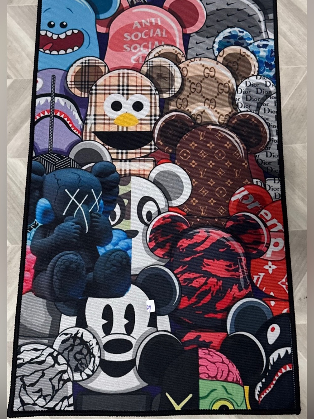 CUSTOM MADE Designer Logo Patchwork Bear Rug/wall decor - Multicolor